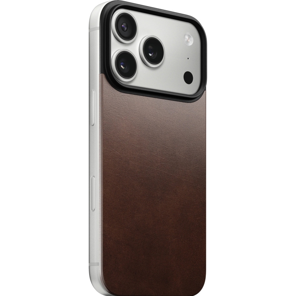 Skórzane etui Nomad Magnetic Leather Back do iPhone 17 Pro, brązowe